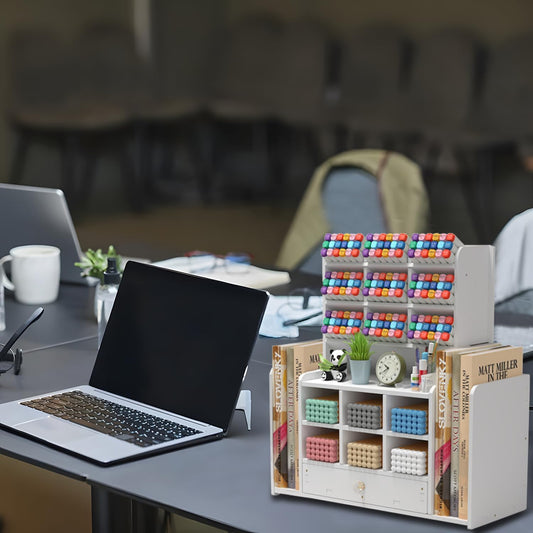 Desk organizers,organization,15 Sorting compartments Pen organizer for desk,with 2 File Holder,Desk organizer with drawers for Home Office Schools Pen