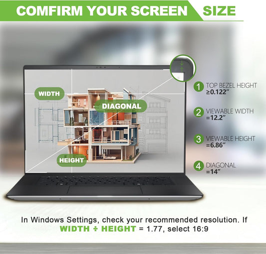 Magnetic Laptop Privacy Screen 14 inch for 16:10 Computer Monitor, Removable Anti-Glare Screen Privacy Shield, Screen Filter and Protector for Laptop, Fits (WUXGA 1920 × 1200)