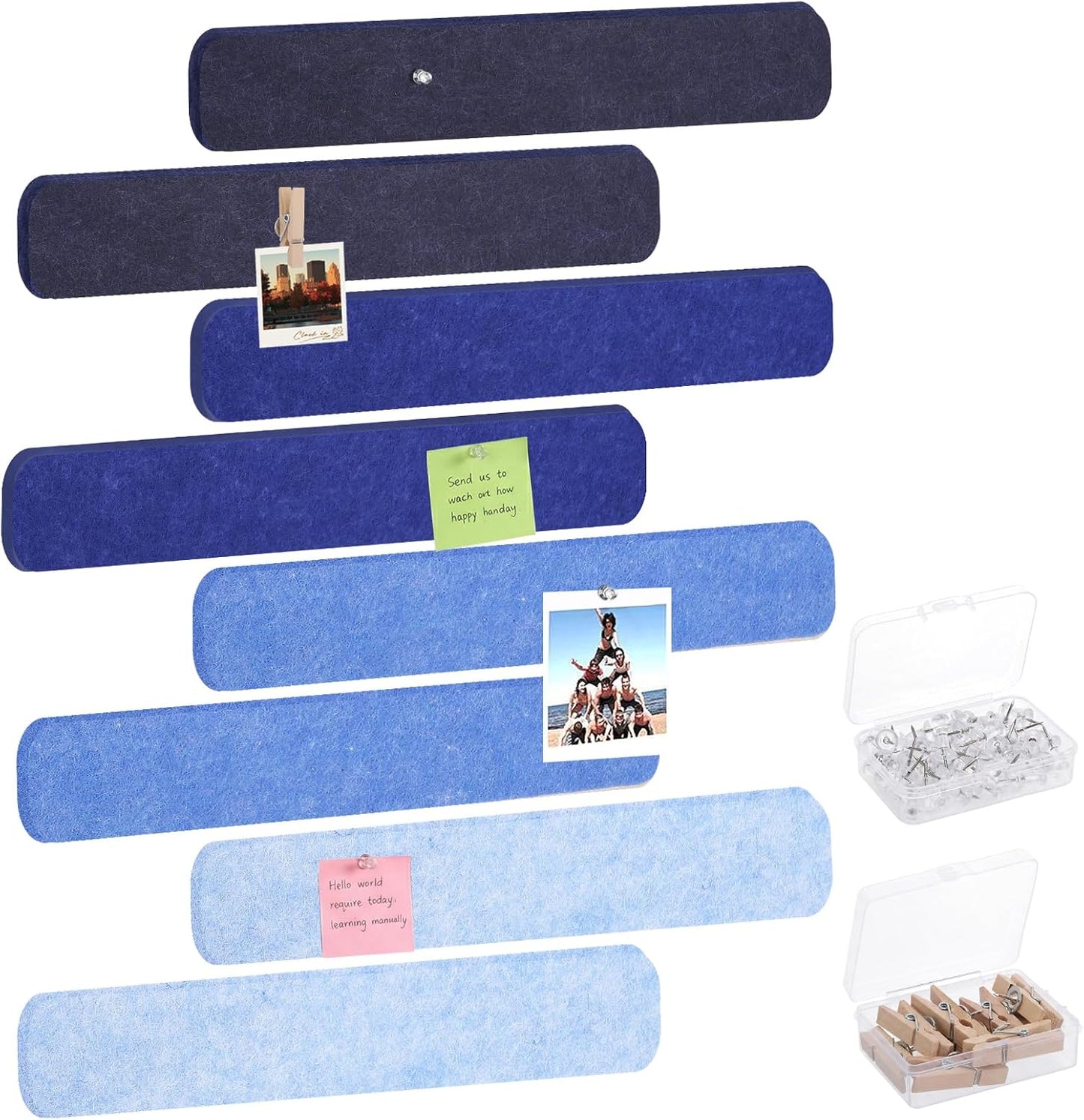 Thboxes 5 Pack Felt Bulletin Board Strips, 13x2 Inch Self Adhesive Felt Pin Boards with 30 Pushpins, Cork Board for Walls Home Office Decor(Black)