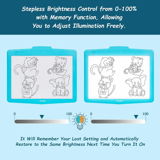 IMAGE A4 LED Tracing Pad for Kids, Rechargeable Light Up Drawing Tablet Board Children Portable Art Christmas Gift for Boys Girls Ages 6+(with 10 Traceable Sheets), Durable & Fun Creative Toy(Blue)