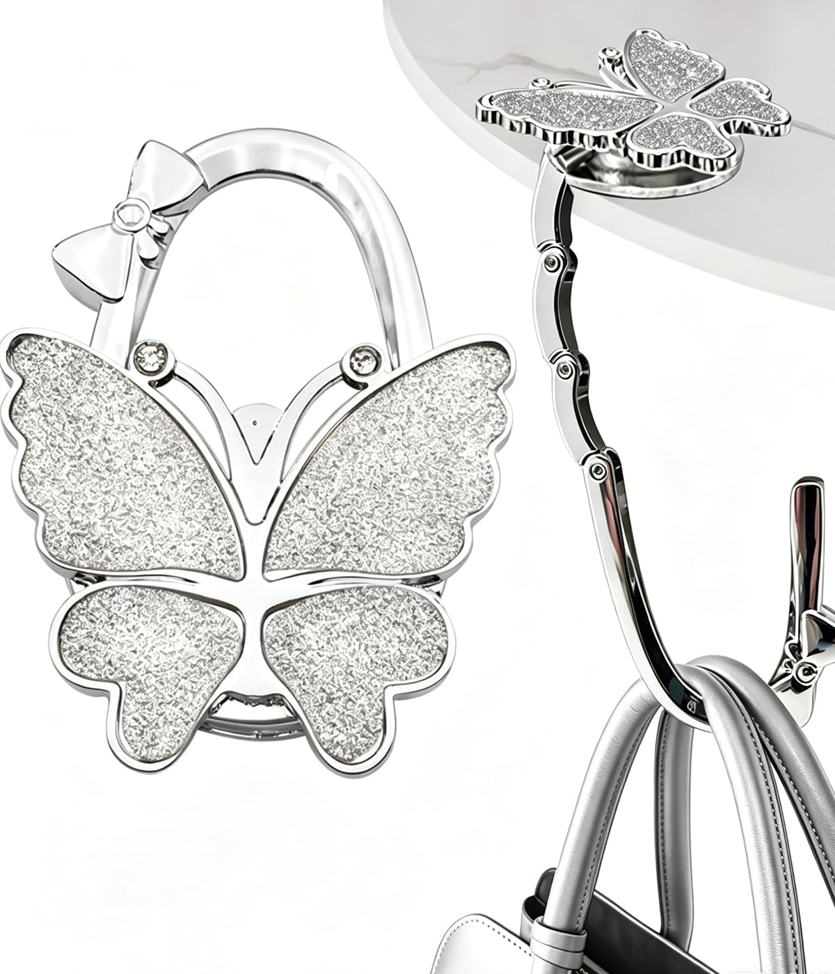 Portable Purse Hook for Table Foldable Handbag Hanger Folding Bag Holder Black