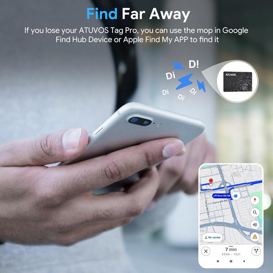 ATUVOS Air Tag Ultra-Thin Wallet Tracker for Android & iOS, Dual System Rechargeable Bluetooth Card Works with Google Find Hub or Apple Find My APP, Item Finder Locator for Luggage, Suitcase,1 Pack