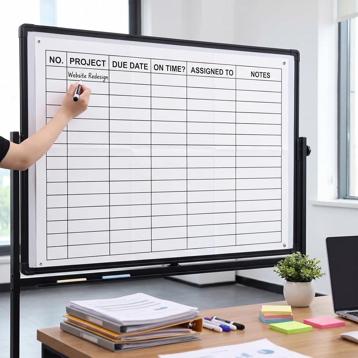 Lincia Large Dry Erase Project Management Planning Chart 24" x 36" Erasable Lined Project Planner Poster for Whiteboard Wall Visual White Board for Office Teams Scheduling Tracking Progress Managers