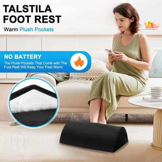 TALSTILA Foot Rest for Under Desk at Work, Footrest with Warm Plush Feet Pocket, Ergonomic Foam Foot Stool, Under Desk Footrests, for Office Desks & Office Chair - Back & Leg Pain Relief