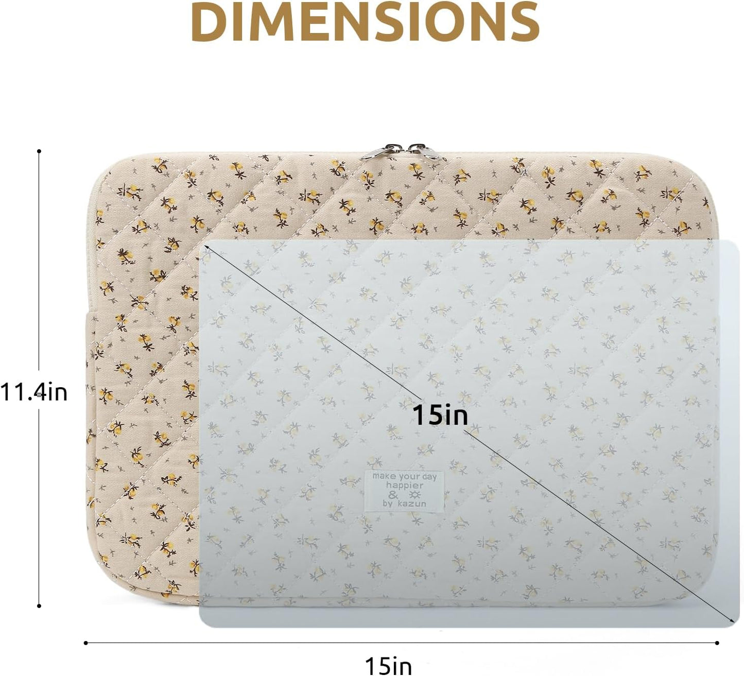 Puffy Laptop Sleeve 13 Inch Cute Quilted Laptop Protective Case Padded Floral Computer Sleeve for MacBook (A-Blue, 13 Inch)