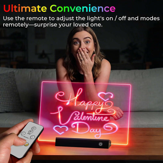 LED Drawing Board with Remote Control,Rechargeable Glow Doodle Light Up Drawing Tablet,9 Colors & 2 Modes Dry Erase Neon Led Note Board for Decor & Message,Birthday Graduation Gift,White