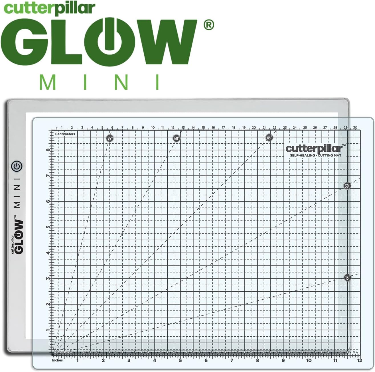 Cutterpillar Glow Elite Mini Light Board — LED Craft & Quilting Light Pad — Compact & Portable 10" x 13" Size — 4 Brightness Levels, Magnetic Base & Self-Healing Cutting Mat