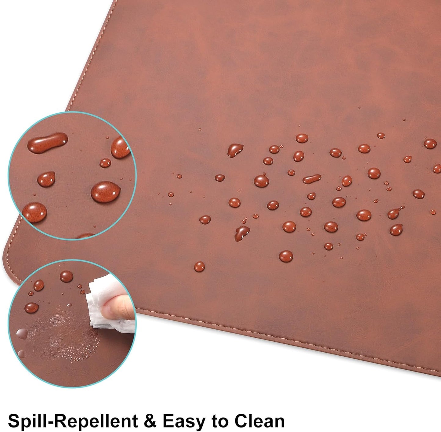 Leather Desk Pad Protector, Office Desk Mat, Large Laptop Mouse Pad, PU Non-Slip Desk Blotter, Waterproof Writing Pad, Computer Keyboard Mat for Desktop 39.4 x 17 inch (Brown)