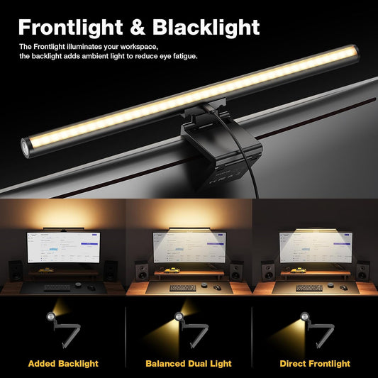 Douxlife Monitor Light Bar, Backlight with Touch Switch& Remote Dual Control, Eye-Care Computer Light with Stepless Dimming and Color Temperature for Home Office Gaming, Black
