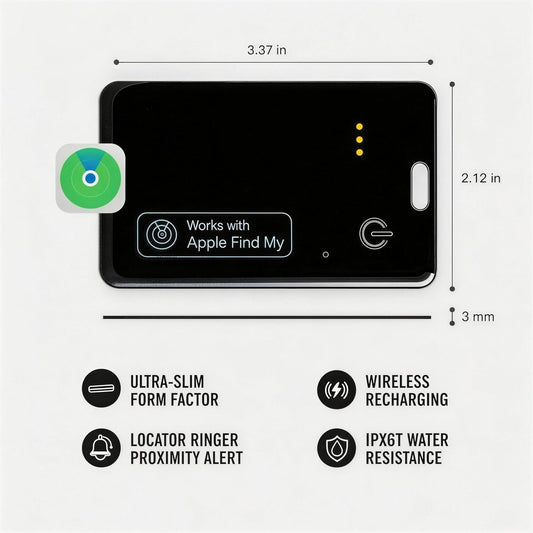 2-Pack Wallet Tracker Card for Apple Find My(iOS Only), Rechargeable Thin Finder with Wireless Charging - Protable Item Locator for Keys, Luggage, Passports and Bags