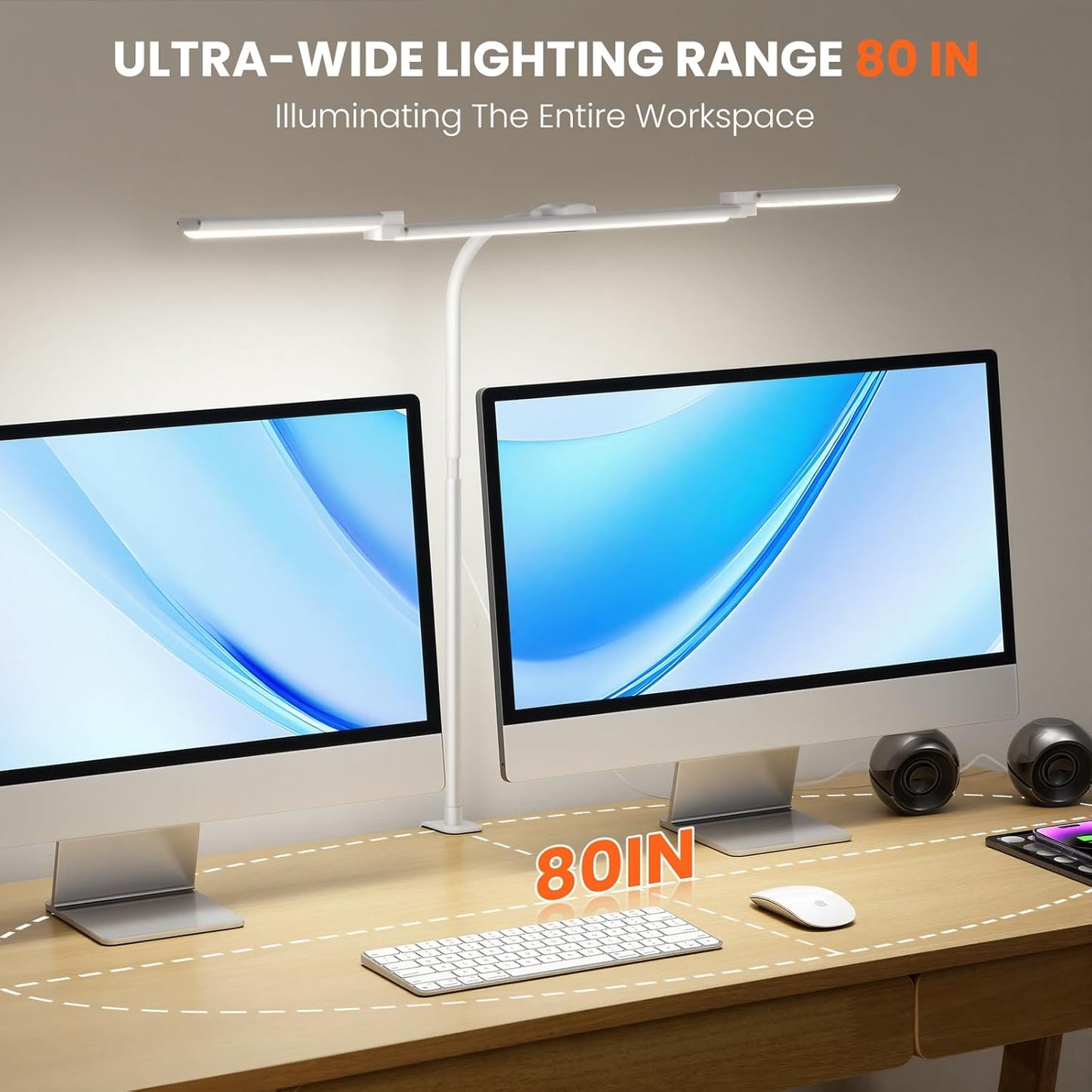 LED Desk Lamp for Office Home, 3 Light Bar Adjustable Desk Light with Clamp, Architect Table Lamp Computer Monitor Lighting, Stepless Dimming Eye-Caring Clip on Light for Workbench Reading Study Black