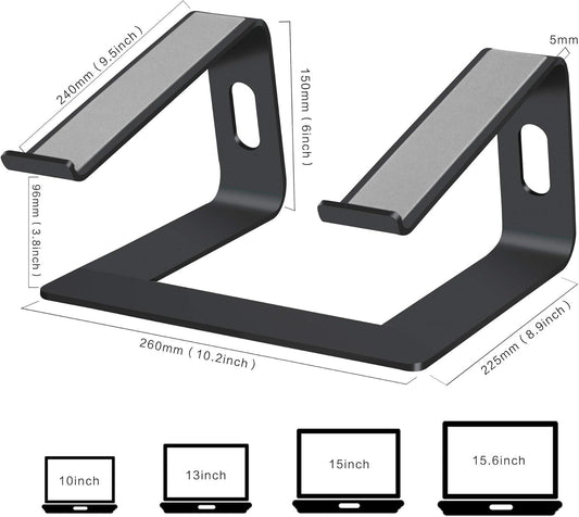 Orionstar Ergonomic Laptop Stand, Premium 5mm Aluminum Riser for 10-15.6 Inch Notebook Computer, Tool-Free Detachable Elevator Holder for Desk Office, Sturdy Riser for Eye-Level Neck Relief (Gold)