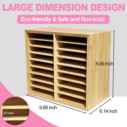 126 Bamboo Marker Organizer, Desktop Storage Hold 126 Markers, 18 Compartments Marker Storage for Home, Classroom, Office, Pen Pencil Holder Desk Art Supply Organizer