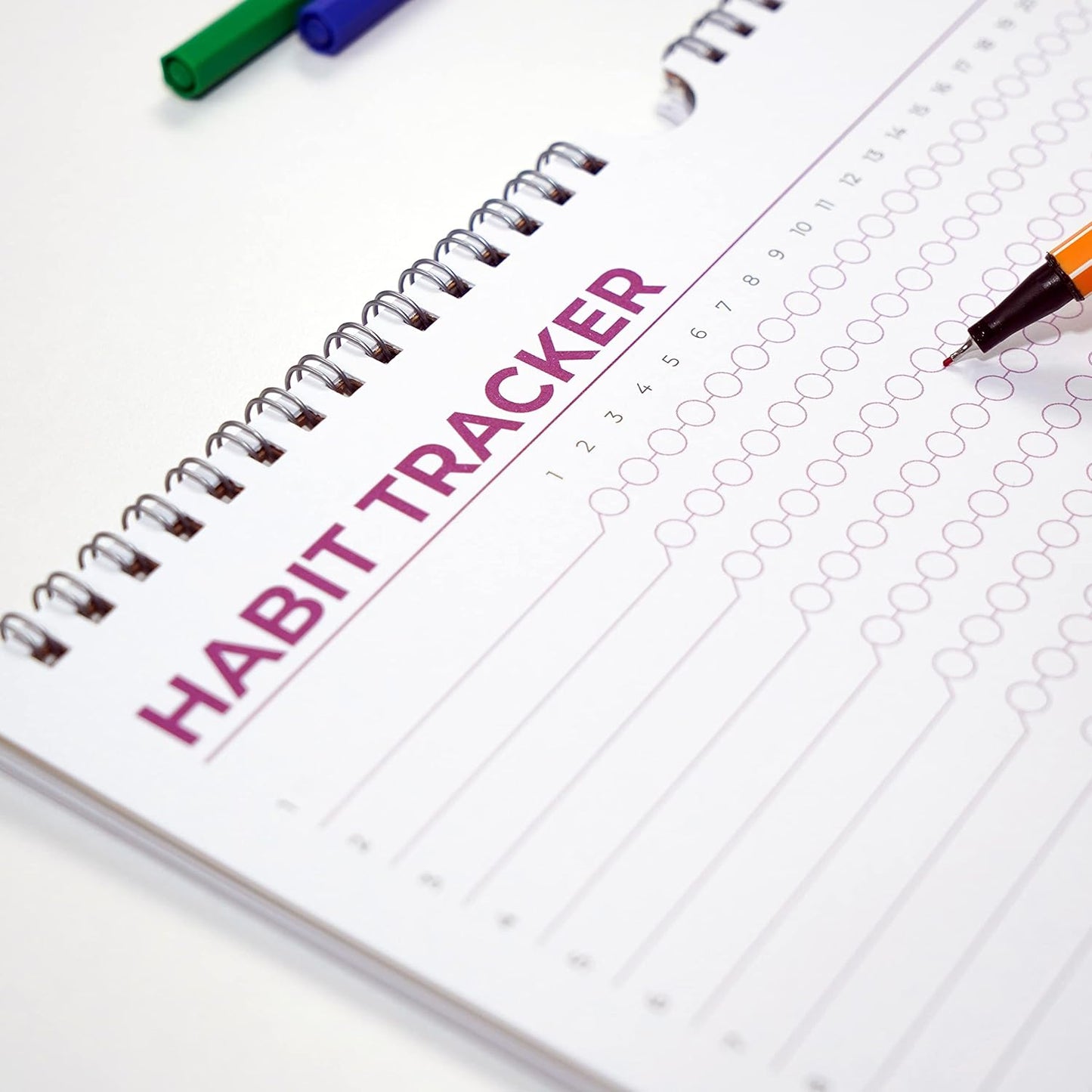 Hadigu Habit Tracker Calendar (Undated 12 Month) Colorful Motivational Design, Spiral Bound and Hanger, A4 Size (8,3"x11.7") Quality Heavy Paper, Monthly Habit Tracker Journal, Goal Tracker, Workout