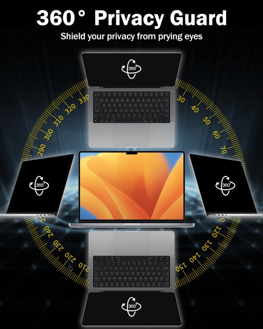 F FORITO 16 Inch 16:10 360° Laptop Privacy Screen Protector, Anti Peeping and Anti Glare Laptop Privacy Shield, Reduce Eye Strain & Eye Protection