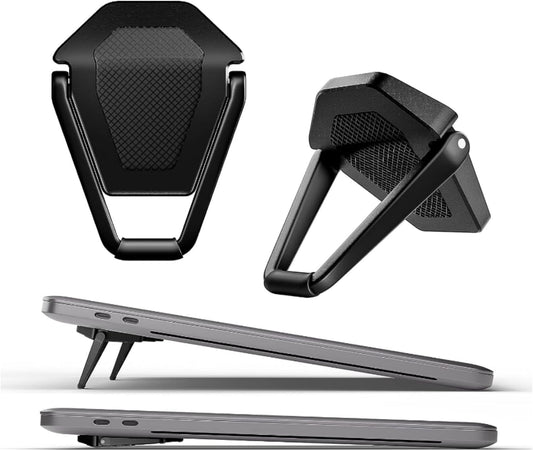 Portable Invisible Laptop Stand - 2PCS Zinc Alloy Laptop Mini Stand Heat Dissipation Pad, Laptop Lifter for 12-20 Inch Laptops (Black)