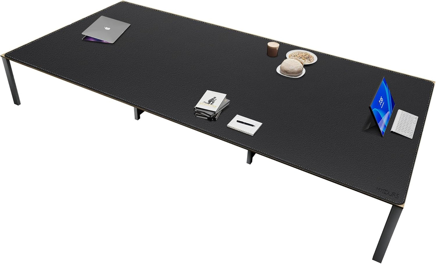 Mydours 40" x 20" Extra Large Desk Mat, PU Leather & Cork Desk Pad, Large XXL Desk Mouse Pad for Workstation, Office, Home, Computer Desk Mat with Keyboard & Mouse (Black)