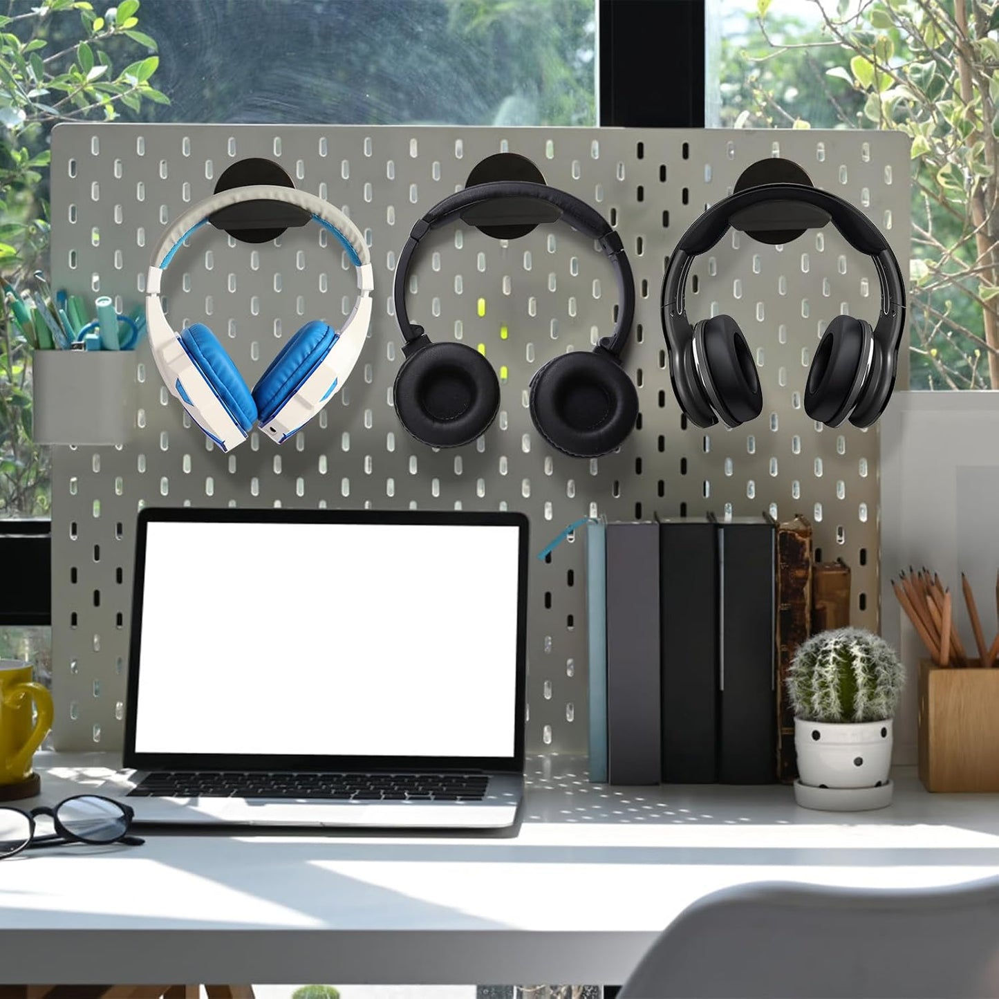 Magnetic Headphone Holder, up to 30lbs, Headset Hooks, Headphone Hanger for Desk & Table, Headphone Mount Stand with Rubber Pad, Compatible with All Computer/Gaming Headsets