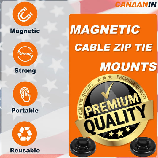 Magnet Zip Tie Mount Clips Magnetic Zip Ties Mount Base Holder Strong Wire Cable Holder Mount Wire Clips Management for Home Office Marine Electrical Wiring (D19 20 Pcs)