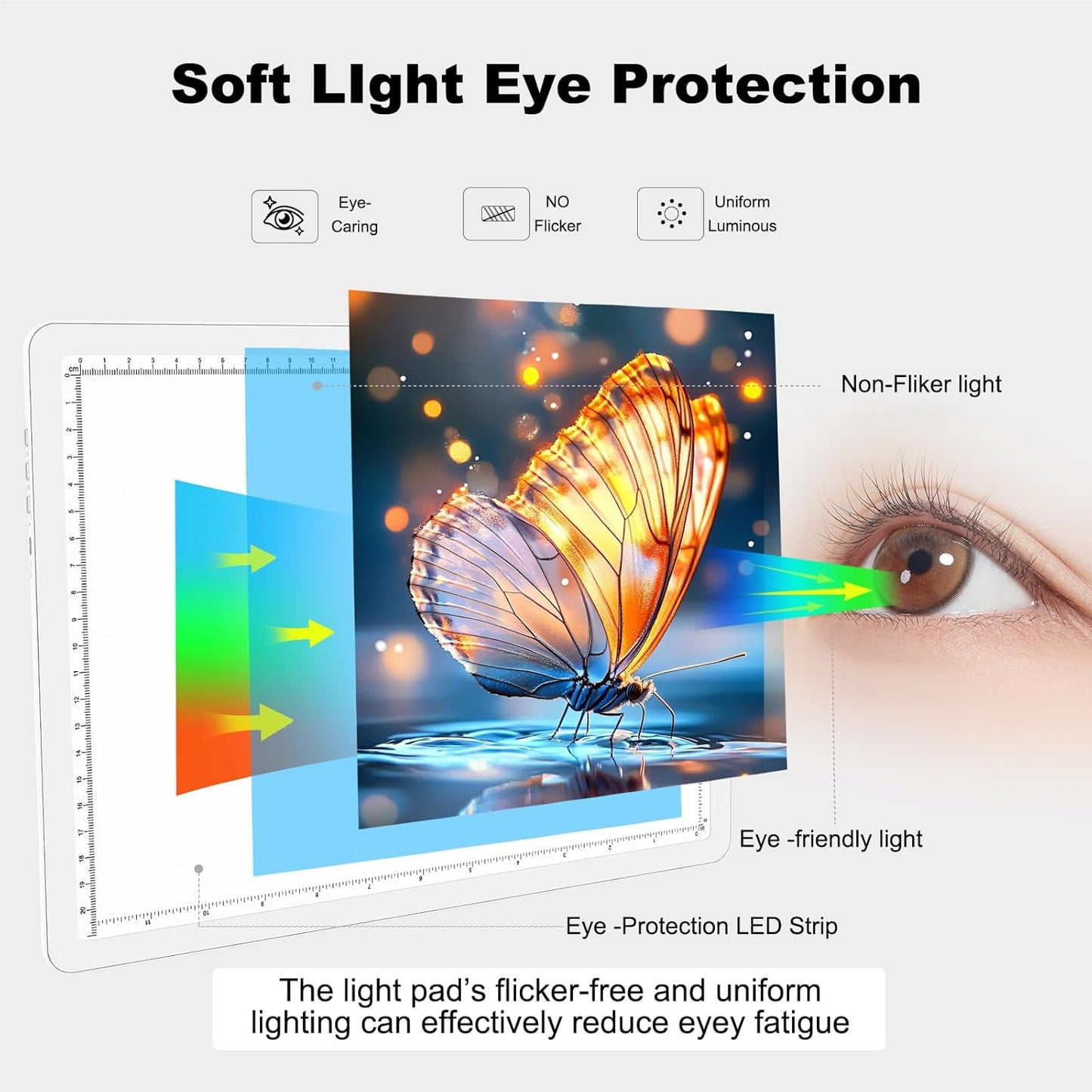 Elice Rechargeable A3 Light Pad for Diamond Painting, Magnetic LED Light Board with Physical Button, Super Bright Diamond Art Light Pad, Ultra-Thin Light Box for Tracing, Weeding Vinyl, Artists -Black
