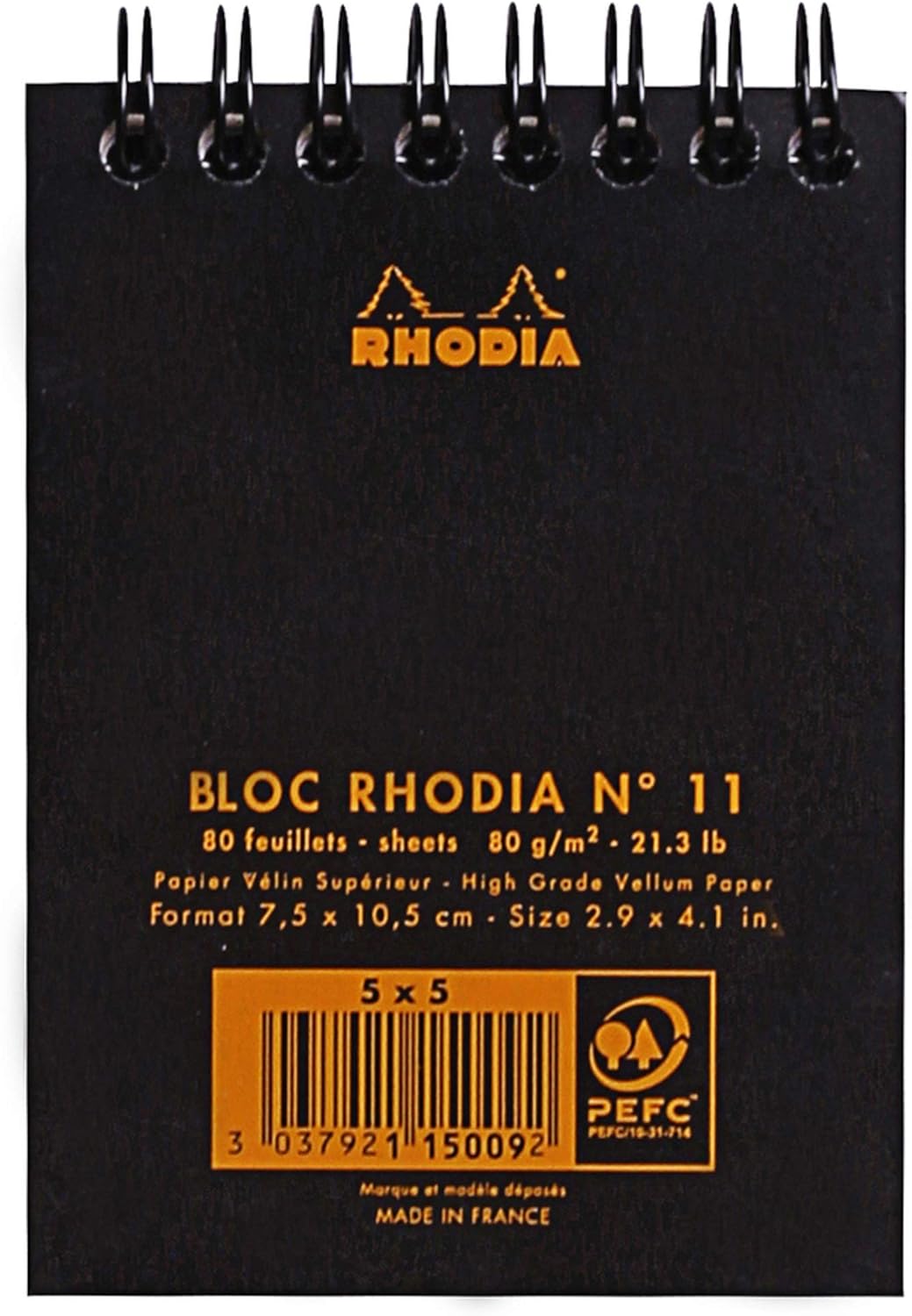 Rhodia #16 Wirebound Notepad 5.8" x 8.3" Dot Pad, Orange Cover
