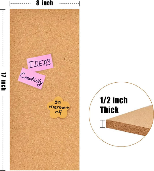 17x8 Corkboard Tiles Bulletin Board, 1/2" Thick Self-Adhesive Cork Boards for Walls, Cork Tiles Vision Board for Home, Office, School, Bulletin Board Decorations(12mm,1pc)
