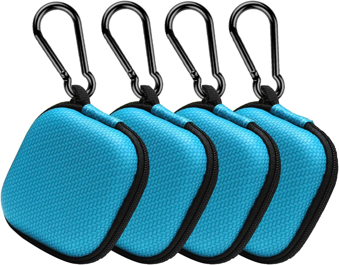Earbud Case Hard EVA Earphone Carrying Case Cell Phone Accessories Storage Bag with Carabiner for Airpods Headset Earphone Flash Drive Charging Cable Key Wall Charger USB Adapter Cable (Black 1Pack)