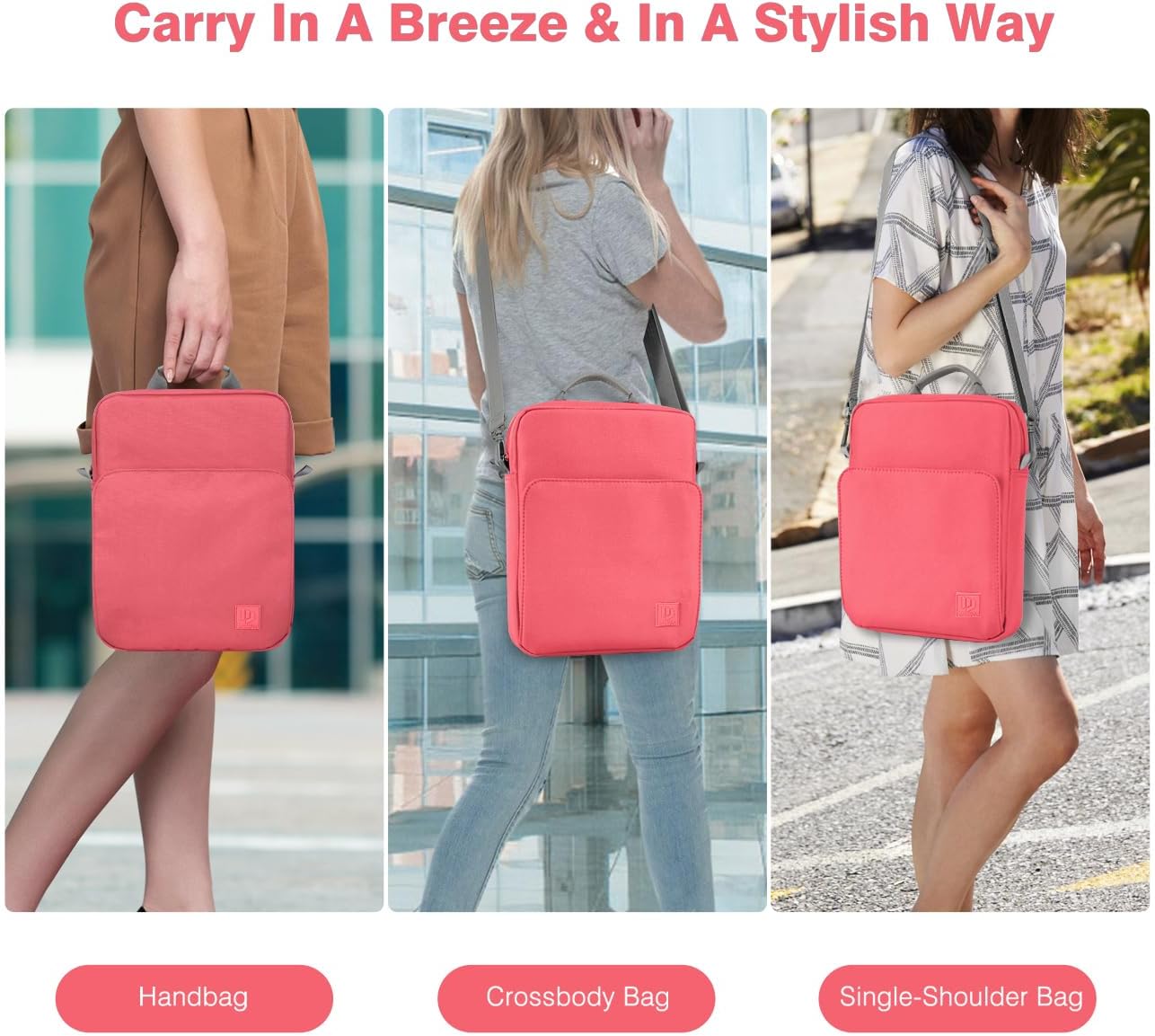 Dadanism 9-11 Inch Tablet Sleeve Bag Carrying Case with Shoulder Strap for iPad (A16) 11", iPad 10th Gen 10.9", iPad Air M4/Pro M5 11", iPad 9/8/7th 10.2", Galaxy Tab A11+ Plus 11", Cloudy Pink