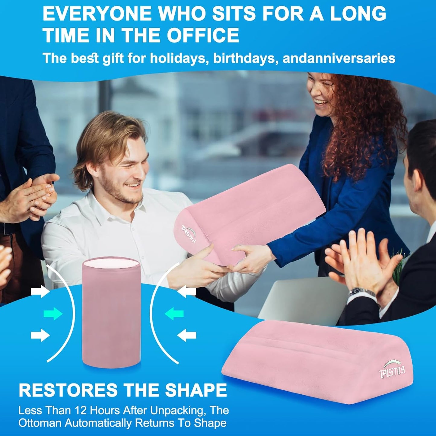 TALSTILA Foot Rest for Under Desk at Work, Footrest with Warm Plush Feet Pocket, Ergonomic Foam Foot Stool, Under Desk Footrests, for Office Desks & Office Chair - Back & Leg Pain Relief