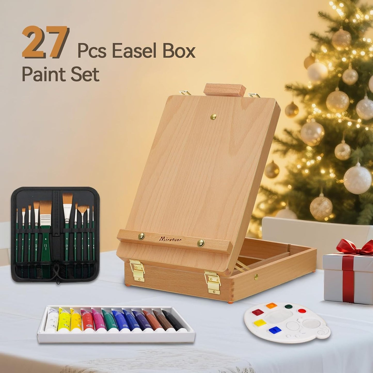 Tabletop Art Easel for Painting, Premium Wooden Sketchbox, Portable Desktop Painting Easel for Student Artist Beginner