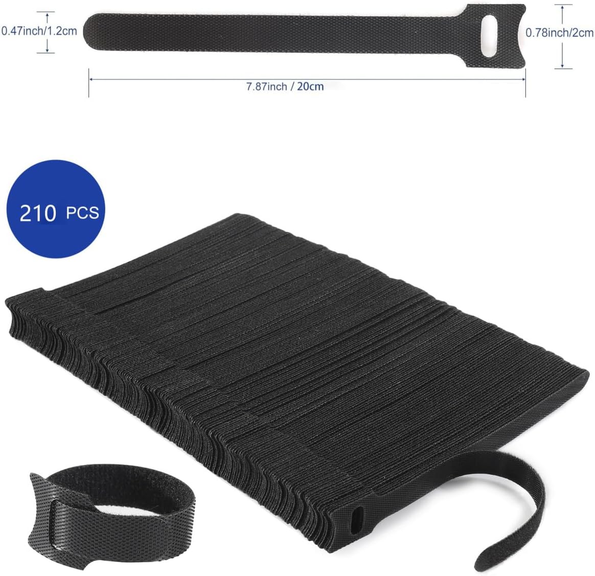 Nettbe Reusable Cable Ties, 60 PCS 8 Inches Adjustable Cord Straps Wire Organizer Cord Wrap and Hook Loop Cable Management