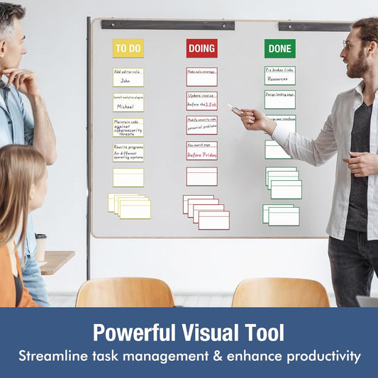 HOMiDEK Magnetic Kanban Board Scrum Card, 5x3 Dry Erase Magnet Label, Reusable Planning Card Agile Board Kit for Whiteboard, Metal Board or Any Magnet Friendly Surface - 4 Markers Included