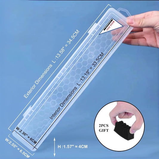 13 Inch Long Paint Brush Container with Foam Insert & Lid for Artist Paintbrush,Portable Miniature Hard Plastic Travel Watercolor Brush Case Without Brushes