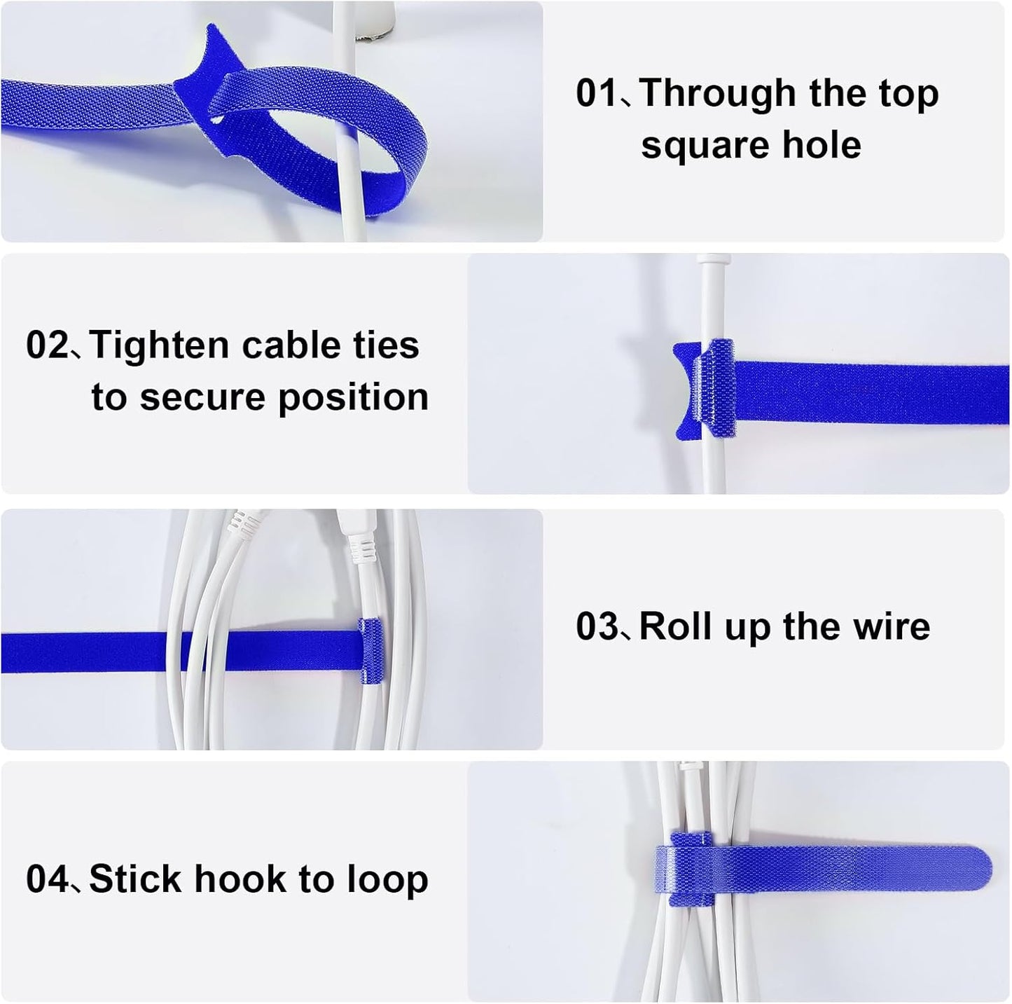 150PCS Cable Ties, 4+6+8+10 inch Multi-Colour Straps for Cable Management, Adjustable Fastening Cord Wraps, Multi-Purpose Reusable Hook and Loop for Home, Office and Garage