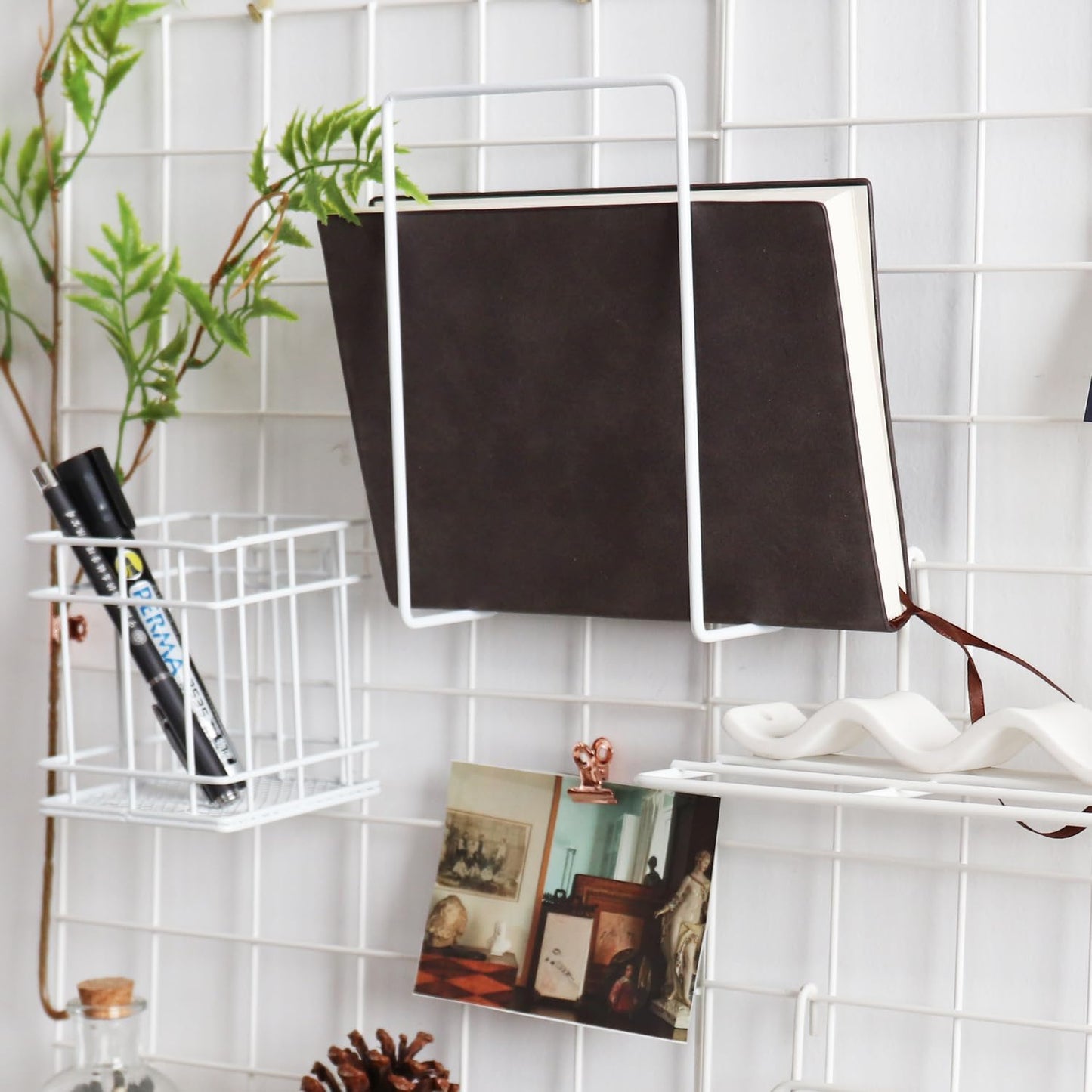Metal Mesh Wall Grid Panel for Photo Display,Message Board,Size: 17.5" x 11.8",Pack of 2 (Black)