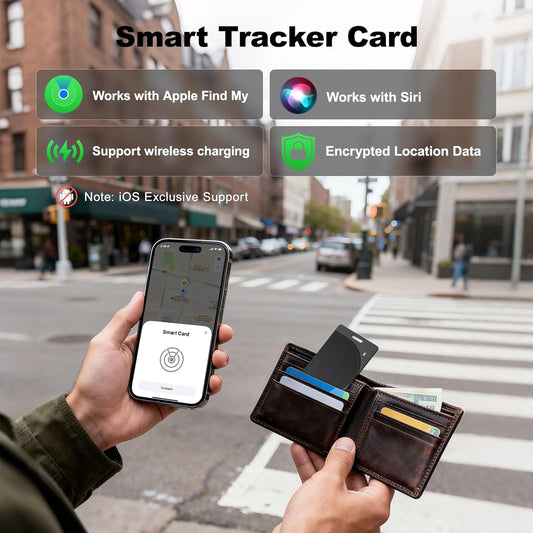 Wallet Tracker Card - Compatible with Apple Find My, Bluetooth Tracker Smart Card Wallet Finder, IP68 Waterproof, Item Locator for Luggage Tags, Passports, Purse (1)