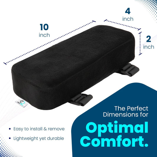 Thick Memory Foam Office Chair Arm Pads - Office Chair Armrest Covers Provide Elbow Cushion and Relieve Pressure - Ergonomic Desk Chair Arm Covers - Gaming, Computer Chair Rest Pads (Set of 2) (Black)