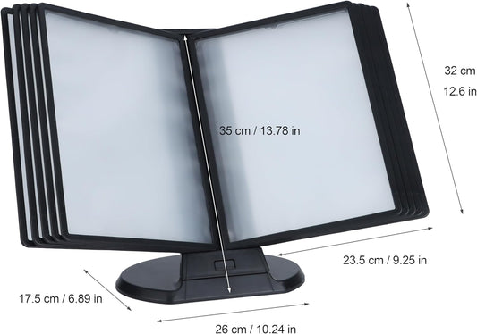 IRSTBL - Desk Reference Organizer Holder with Stand - 10 Pocket Desktop Binder System for Office, Classroom or Home