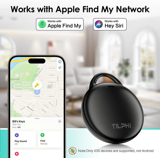 Air Tracker Tags-4 Pack: Bluetooth Tracker Works with Apple Find My (iOS Only), Key Tags and Smart Tag Locator for Luggage, Backpack, Suitcases, Pets, Replaceable Battery(White)
