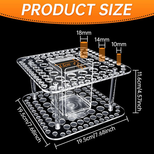 Rotating Paint Brush Holder 92 Holes and Large Compartment 360° Spinning Acrylic Paintbrush Holder Organizer Artist Brush Holder Watercolor Brush Stand Rack
