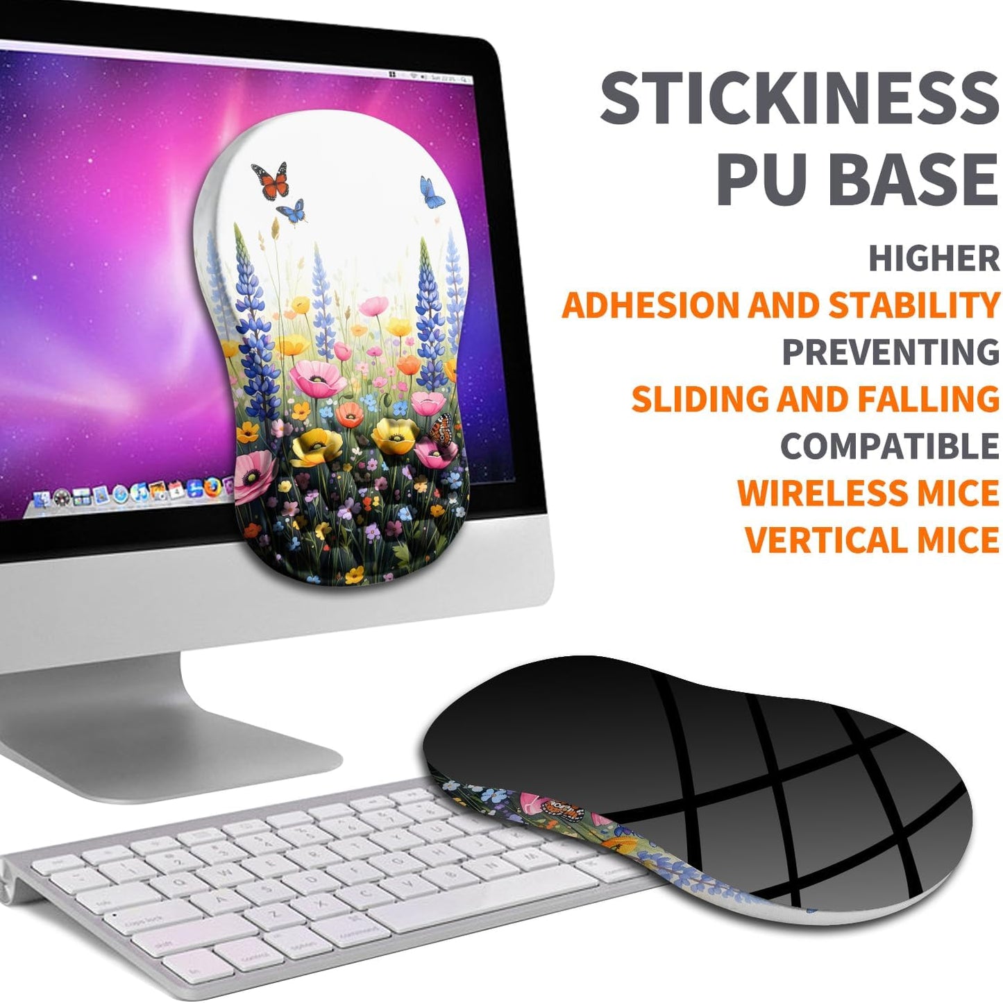 Ergonomic Joint Wrist Support Mouse Pad with Memory Foam Cushion Massage Bump, Carpal Tunnel Pain Relief Mousepad Slope Design for Wrist Rest, 11.8x7.9 in, Black