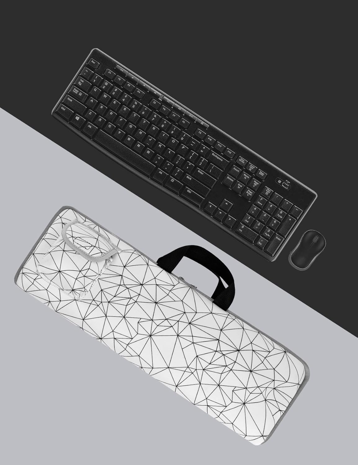 Keyboard Sleeve Travel Case for Logitech Mk270 Wireless Keyboard Compact Mouse Combo Rugged Neoprene Construction Zipper Mouse Storage and Cable Storage Pouch (Black)