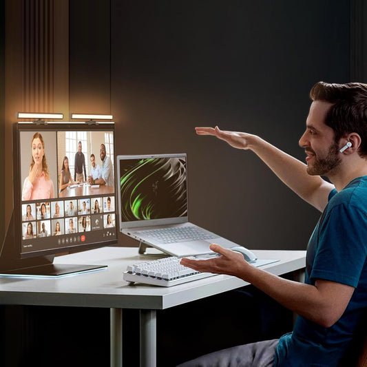 Video Conference Lighting, Monitor Light Bar, Eye-Caring Computer Light, Screen Light Bar,Webcam Streaming Lights, Zoom Lighting for Computer, Replaces Ring Light for Zoom Meetings