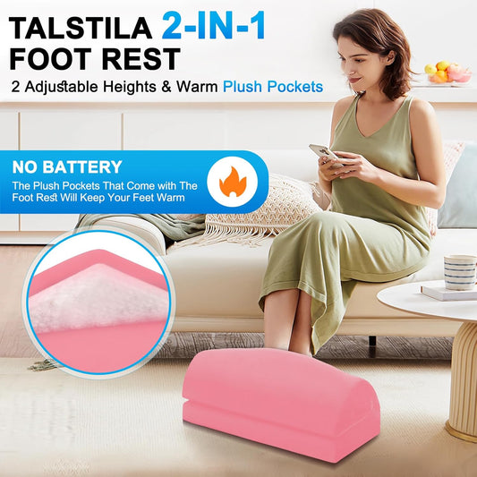 TALSTILA Foot Rest for Under Desk at Work, Under Desk Footrest, Ergonomic 2 Adjustable Heights Footrest, Footrest with Feet Warm Pocket, for Office Desk & Office Chair…