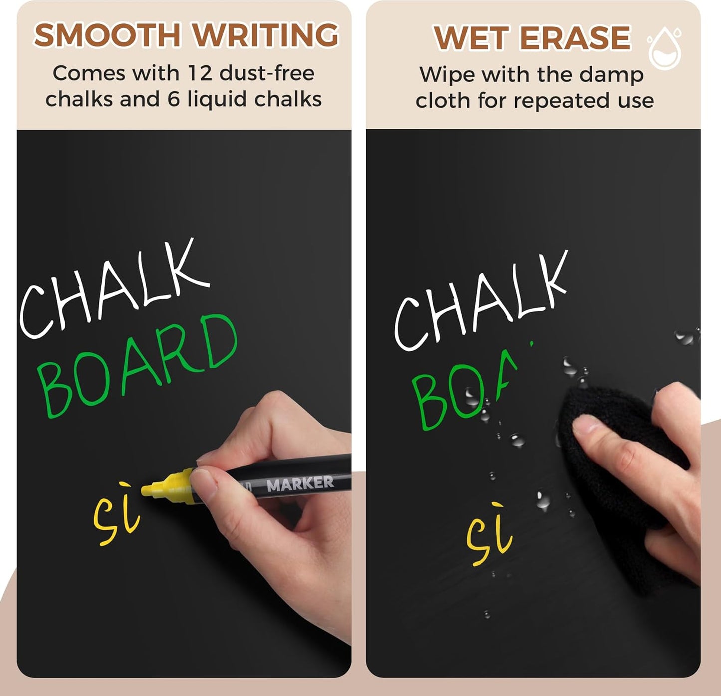 SELEAD 100% Real Wood Frame Magnetic Chalkboard with Stand - 10x12 Inch Small Tabletop/Hanging Chalk Board Words Sign Board, Message Menu Board for Cafe, Business, Wedding - Vintage White