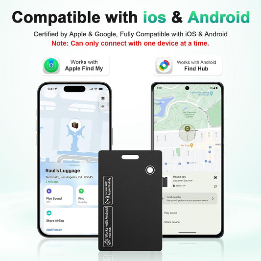 2026 New Dual Platform Wallet Tracker (Both iOS and Android) IP68 Bluetooth Smart Finder Card GPS Tracker for Bags Passport Works with Apple Find My (Apple MFi Certified) & Google Find My Device