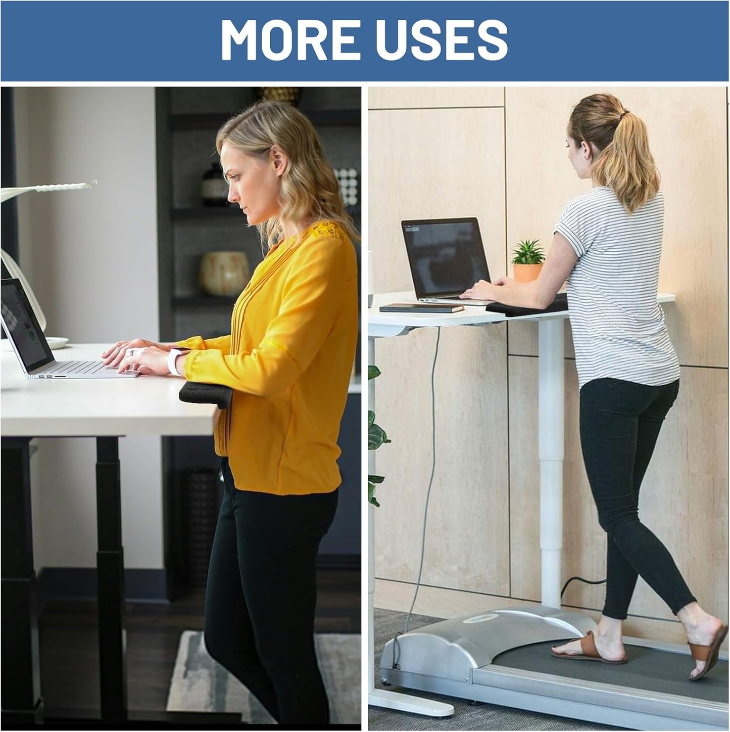 Full-Size Desk Edge Cushion, L-Shaped Desk Elbow Pad, Memory Foam Desk Arm Rest Pad for Forearms, Ergonomic Elbow Rest and Wrist Support for Desk (24 Inch)
