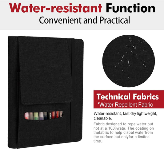 Journal Cover for Rocketbook Flip | 6"x9" Steno Pad Holder & Top Spiral Notebook Cover | Waterproof Folio with Pen Loop & File Pocket for A5, Executive Size Notebooks (Black)
