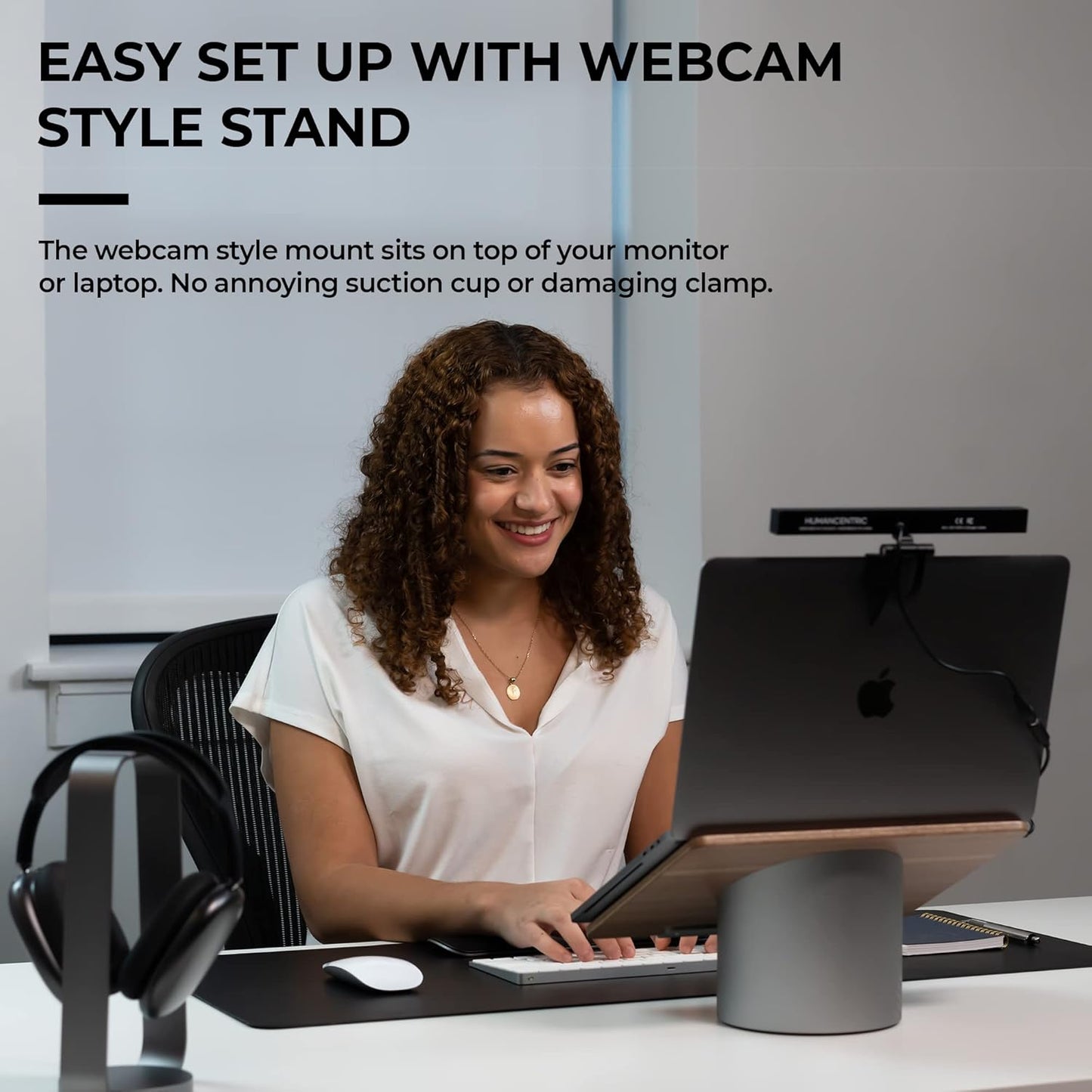 HumanCentric Video Conference Lighting - Webcam Light for Streaming, LED Monitor and Laptop Light for Video Conferencing, Zoom Lighting for Computer, Replace Ring Light for Zoom Meeting, Double Kit