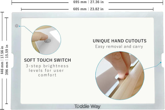 Toddle Way LED Light Pad Compatible with IKEA Flisat Table. Use standalone or as a Flisat Table Insert. 3 Light Levels for tracing, Arts Crafts, Montessori Waldorf Reggio Light Sensory Play for Kids